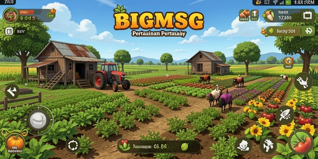 Tangkapan layar gameplay menampilkan keseruan bertani di BIGMSG.