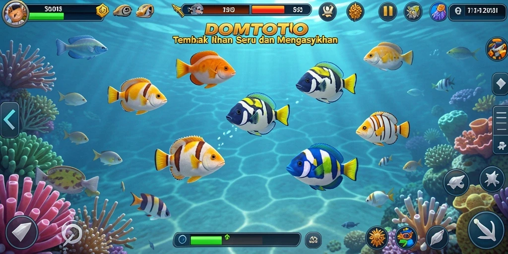 Tampilan gameplay seru Tembak Ikan di DOMTOTO.