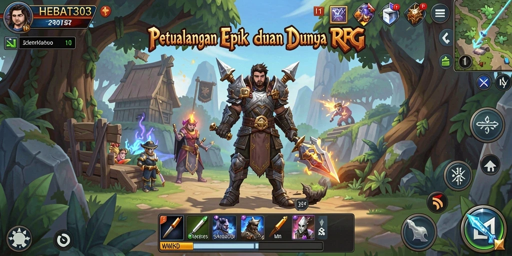Tangkapan layar gameplay HEBAT303 yang menampilkan aksi petualangan RPG.