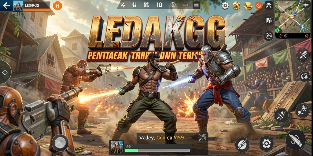 Tampilan aksi seru dalam gameplay Battle Royale LEDAKGG.