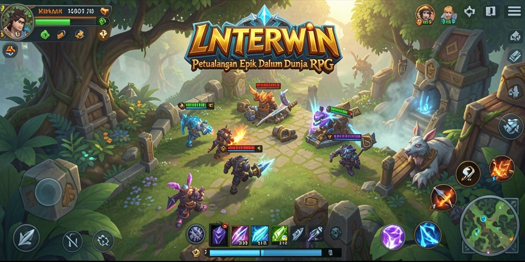 Screenshot permainan LNTERWIN menunjukkan aksi pertarungan yang mendebarkan.