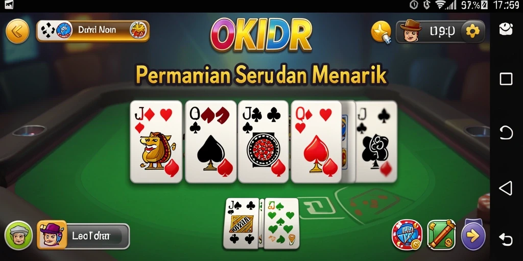 Tampilan gameplay seru dari OKIDR dengan kartu Domino.