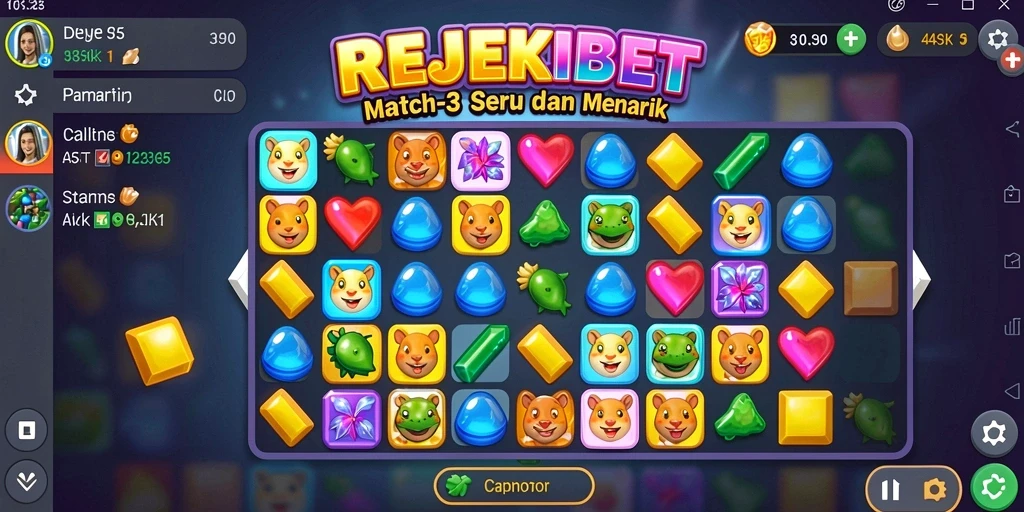 Tampilan menarik dari permainan Match-3 REJEKIBET.