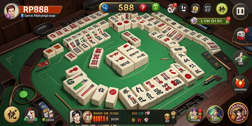 Screenshot gameplay menunjukkan serunya bermain Mahjong di RP888.