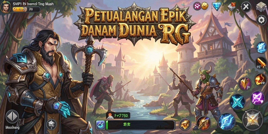 Screenshot gameplay SVIP1 dengan karakter yang beraksi di dunia RPG.